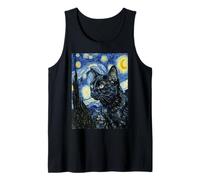 Van Gogh Starry Night Black Cat Art Feline Lover Tank Top