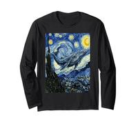 Van Gogh Starry Night Blue Whale Celestial Painting Long Sleeve T-Shirt