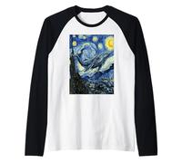 Van Gogh Starry Night Blue Whale Celestial Painting Raglan Baseball Tee