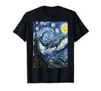 Van Gogh Starry Night Blue Whale Celestial Painting T-Shirt