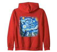 Van Gogh Starry Night Cat Lover Zip Hoodie