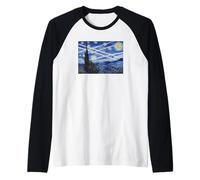 Van Gogh Starry Night Chemtrails Art Parody Raglan Baseball Tee