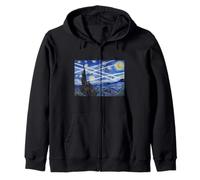 Van Gogh Starry Night Chemtrails Art Parody Zip Hoodie