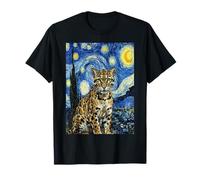 Van Gogh Starry Night Clouded Leopard Painting T-Shirt