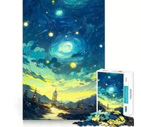 Van Gogh Starry Night Jigsaw for Adults 1000 Pieces Brain Memory Game Laser Cut for Flawless Fit Unique Gift for Stress Relief (38x26cm)