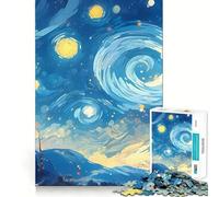 Van Gogh Starry Night Jigsaw Puzzle 1000 Think Boost Game Tight Lock No Loose Pieces Interactive Brain Challenge for Home (50x75cm)