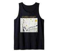 Van Gogh Starry Night Line Art Coloring Student Teacher Vibe Tank Top