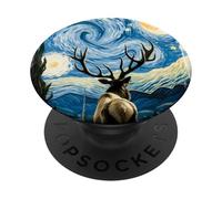 Van Gogh Starry Night Majestic Nature Lover Artistic Elk PopSockets Adhesive PopGrip