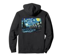 Van Gogh Starry Night Moai Easter Island Chile Travel Pullover Hoodie