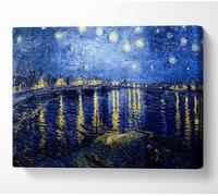 Van Gogh Starry Night Over The Rhone Blue Canvas Print Wall Art - Medium 20 X 32 Inches
