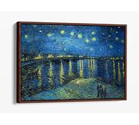 Van Gogh Starry Night Over The Rhone Canvas Floater Frame Print Picture Art - Walnut Frame 36 inch wide x 24 inch high