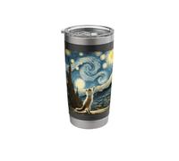 Van Gogh Starry Night Reaching Moon Artistic Pet Ragdoll Cat Stainless Steel Insulated Tumbler