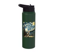 Van Gogh Starry Night Reaching Moon Artistic Pet Ragdoll Cat Stainless Steel Insulated Water Bottle