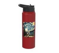 Van Gogh Starry Night Reaching Moon Artistic Pet Ragdoll Cat Stainless Steel Insulated Water Bottle