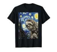 Van Gogh Starry Night Sloth Impressionist Art T-Shirt