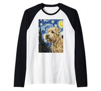 Van Gogh Starry Night Soft Coated Wheaten Terrier Dog Art Raglan Baseball Tee