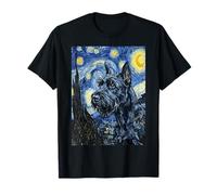 Van Gogh Starry Night Standard Schnauzer Terrier Dog Art T-Shirt