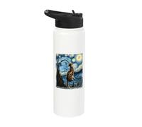 Van Gogh Starry Night Style Artistic Bengal Cat Stainless Steel Insulated Water Bottle