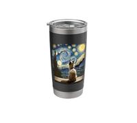 Van Gogh Starry Night Style Artistic Birman Cat Stainless Steel Insulated Tumbler