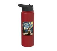Van Gogh Starry Night Style Artistic Birman Cat Stainless Steel Insulated Water Bottle