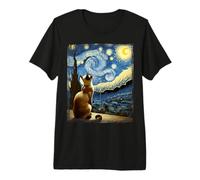 Van Gogh Starry Night Style Artistic Burmese Cat Premium T-Shirt