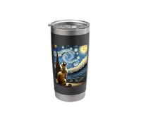 Van Gogh Starry Night Style Artistic Burmese Cat Stainless Steel Insulated Tumbler