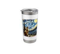 Van Gogh Starry Night Style Artistic Burmese Cat Stainless Steel Insulated Tumbler