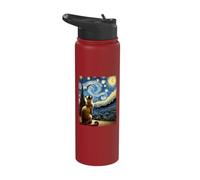 Van Gogh Starry Night Style Artistic Burmese Cat Stainless Steel Insulated Water Bottle