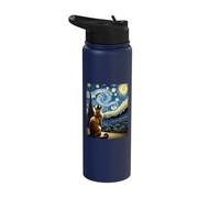Van Gogh Starry Night Style Artistic Burmese Cat Stainless Steel Insulated Water Bottle