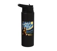 Van Gogh Starry Night Style Artistic Burmese Cat Stainless Steel Insulated Water Bottle