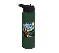 Van Gogh Starry Night Style Artistic Burmese Cat Stainless Steel Insulated Water Bottle
