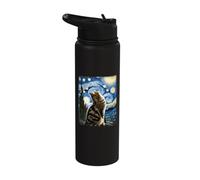 Van Gogh Starry Night Style Artistic Exotic Shorthair Cat Stainless Steel Insulated Water Bottle