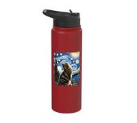 Van Gogh Starry Night Style Artistic Exotic Shorthair Cat Stainless Steel Insulated Water Bottle