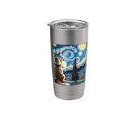 Van Gogh Starry Night Style Artistic Maine Coon Cat Stainless Steel Insulated Tumbler