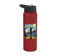 Van Gogh Starry Night Style Artistic Maine Coon Cat Stainless Steel Insulated Water Bottle