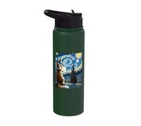 Van Gogh Starry Night Style Artistic Maine Coon Cat Stainless Steel Insulated Water Bottle
