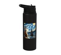 Van Gogh Starry Night Style Artistic Maine Coon Cat Stainless Steel Insulated Water Bottle