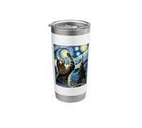 Van Gogh Starry Night Style Artistic Norwegian Forest Cat Stainless Steel Insulated Tumbler
