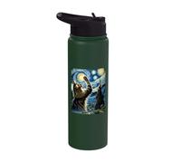 Van Gogh Starry Night Style Artistic Norwegian Forest Cat Stainless Steel Insulated Water Bottle