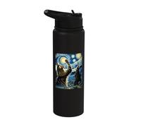 Van Gogh Starry Night Style Artistic Norwegian Forest Cat Stainless Steel Insulated Water Bottle