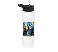 Van Gogh Starry Night Style Artistic Norwegian Forest Cat Stainless Steel Insulated Water Bottle