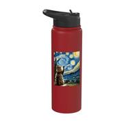Van Gogh Starry Night Style Artistic Persian Cat Stainless Steel Insulated Water Bottle