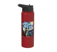Van Gogh Starry Night Style Artistic Siamese Cat Stainless Steel Insulated Water Bottle