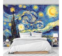 Van Gogh - Starry Sky Wall Decal Starry Sky Painting Mural Art Removable Self-Adhesive Wall Stickers for Living Room Bedroom Office Wallpaper Photo Wall Mural Home Bedroom Decoration Wall Covering
