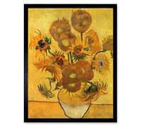 Wee Blue Coo Van Gogh Still Life Fifteen Sunflowers Vase Art Print Framed Poster Wall Decor 12x16 inch
