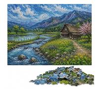 Van Gogh Style Japanese Rice Paddies Jigsaw Puzzle for Adults, 300 Pieces | Image-area sorting - a simple way to organise the image at your own pace.