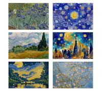 Van Gogh Style Watercolor Painting Placemats Set of 6,Table Mats Non-Slip Heat Resistant Washable Placemat for Party Kitchen Dining Table Decoration Indoor Outdoor
