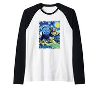 Van Gogh Style Yorkie Dog Starry Night Puppy Raglan Baseball Tee