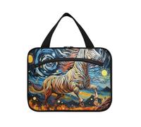 Van Gogh Style Zebra Hanging Travel Toiletry Cosmetic Makeup Bag Large Capacity Foldable Storage Wash Bags for Women Girls Bathroom