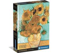 Clementoni - Van Gogh 1000 Piece Art Jigsaw Puzzle for Adults and Children, Museum Collection, Sunflowers Theme, Compact Box with Poster Included, Gift Idea for Men and Women, Made in Italy, 70 x 50